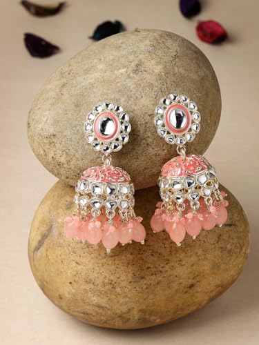 Plated Kundan With Meenakari Jhumka Earrings (E105767)